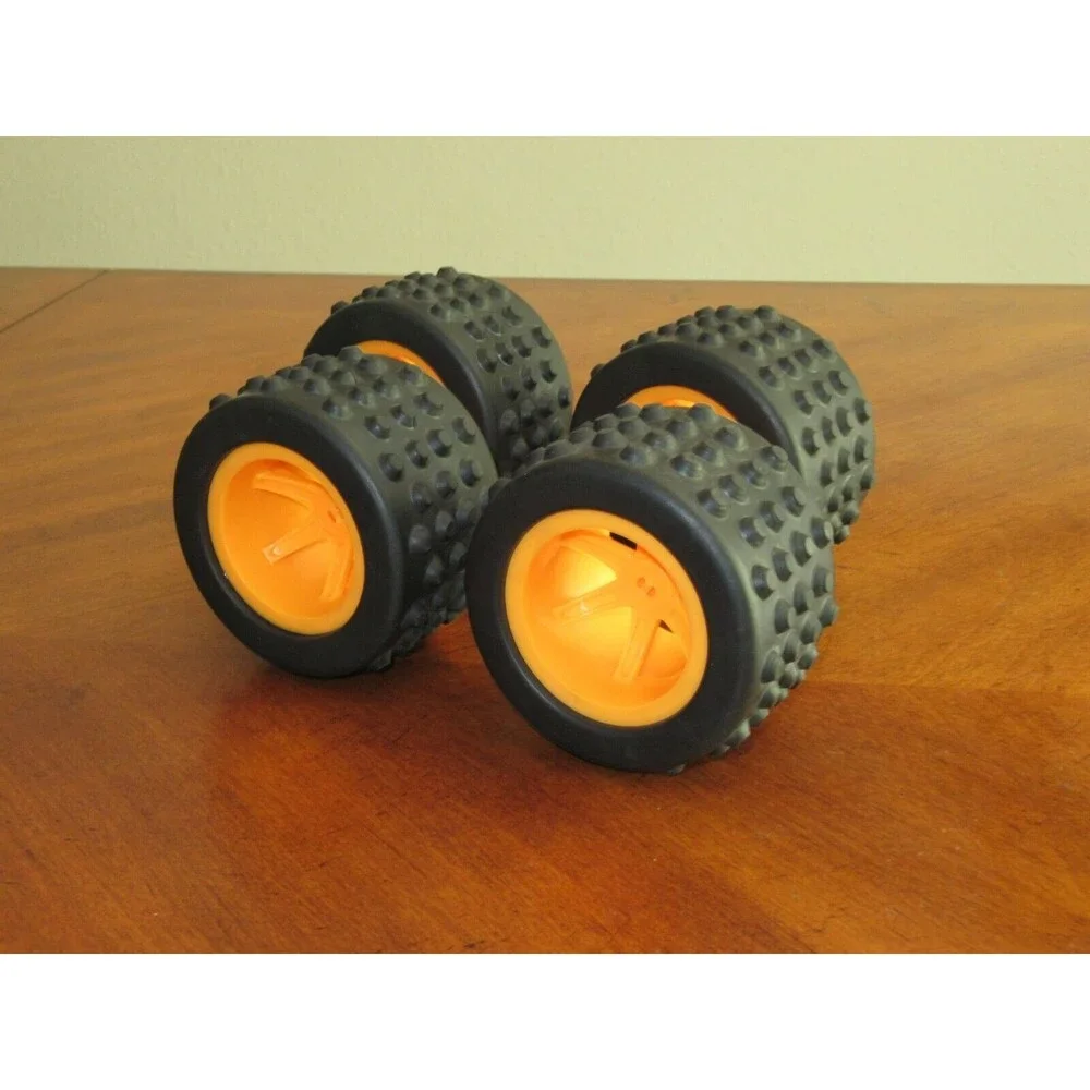 4 BIG K'NEX WHEELS Soft Terrain Trekker Tire Dune Buggy Monster Truck Orange 3.5